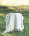 Rivora Stripes, Green Throw Blanket, Woven Stripes with Tassels, 50"x70"