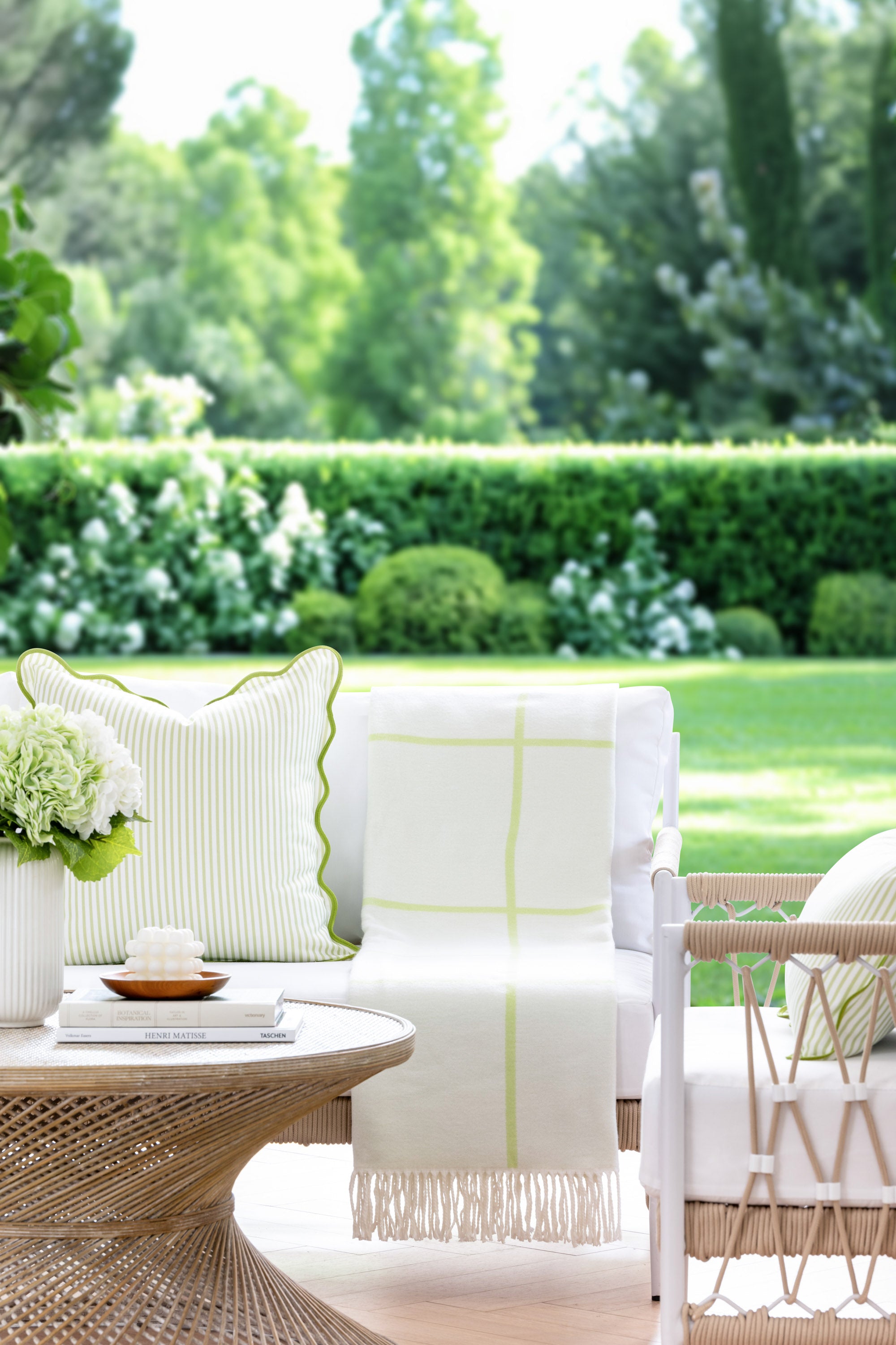 Coastal Green Plaid Throw Blanket, Viora Plaid, Grass Green, 50