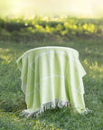 Viora Plaid, Green Plaid Throw Blanket, Woven with tassels, 50"x70"