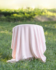 Vayla, Pink Throw Blanket, Woven Herringbone with Tassels, 50"x70"