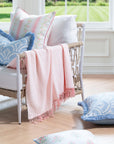 Vayla, Pink Throw Blanket, Woven Herringbone with Tassels, 50"x70"
