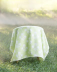 Niceane Flowers, Light Green Throw Blanket, Woven Flowers with Piping, 50"x70"