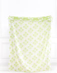 Niceane Flowers, Light Green Throw Blanket, Woven Flowers with Piping, 50"x70"