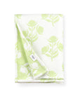 Niceane Flowers, Light Green Throw Blanket, Woven Flowers with Piping, 50"x70"