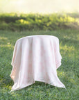 Niceane Flowers, Light Pink Throw Blanket, Woven Flowers with Piping, 50"x70"