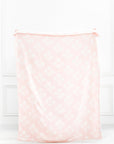 Niceane Flowers, Light Pink Throw Blanket, Woven Flowers with Piping, 50"x70"