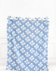 Niceane Flowers, Blue Floral Throw Blanket, Woven Flowers with Piping, 50"x70"