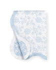Avinelle Dahlia, Blue and White Throw Blanket, Woven Dahlia with Scalloped Border, 50"x70"