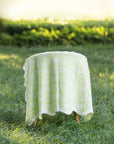 Avinelle Dahlia, Green Throw Blanket, Woven Dahlia with Scalloped Border, 50"x70"