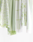 Avinelle Dahlia, Green Throw Blanket, Woven Dahlia with Scalloped Border, 50"x70"