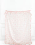 Avinelle Dahlia, Pink Throw Blanket, Woven Dahlia with Scalloped Border, 50"x70"