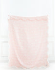 Avinelle Dahlia, Pink Throw Blanket, Woven Dahlia with Scalloped Border, 50"x70"