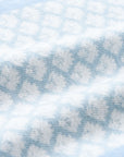 Palmira Stripes, Blue Throw Blanket, Woven Stripes and Tropical Leaves with Piping, 50"x70"
