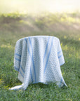 Palmira Stripes, Blue Throw Blanket, Woven Stripes and Tropical Leaves with Piping, 50"x70"