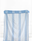 Palmira Stripes, Blue Throw Blanket, Woven Stripes and Tropical Leaves with Piping, 50"x70"