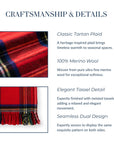 Royal Stewart Tartan Plaid, Merino Wool Christmas Throw Blanket, Red, 50"x70"