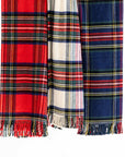Royal Stewart Tartan Plaid, Christmas Throw Blanket, Red Woven with Tassels, 50"x70"