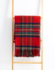 Royal Stewart Tartan Plaid, Christmas Throw Blanket, Red Woven with Tassels, 50"x70"