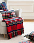 Royal Stewart Tartan Plaid, Christmas Throw Blanket, Red Woven with Tassels, 50"x70"