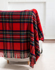 Royal Stewart Tartan Plaid, Christmas Throw Blanket, Red Woven with Tassels, 50"x70"