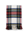 Royal Stewart Tartan Plaid, Merino Wool Holiday Throw Blanket, Beige Red, 50"x70"