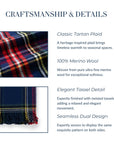 Royal Stewart Tartan Plaid, Merino Wool Cozy Throw Blanket, Navy Red, 50"x70"