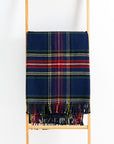 Royal Stewart Tartan Plaid, Merino Wool Cozy Throw Blanket, Navy Red, 50"x70"