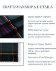 Black Watch Tartan Plaid, Merino Wool Decorative Throw Blanket, Hunter Green Navy, 50"x70"