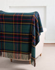 Black Watch Tartan Plaid, Merino Wool Decorative Throw Blanket, Hunter Green Navy, 50"x70"