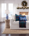 Black Watch Tartan Plaid, Merino Wool Decorative Throw Blanket, Hunter Green Navy, 50"x70"