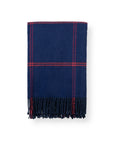 Chatham Windowpane, Merino Wool Decorative Throw Blanket, Navy Red, 50"x70"