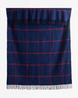 Chatham Windowpane, Merino Wool Decorative Throw Blanket, Navy Red, 50"x70"