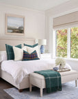 Chatham Windowpane, Merino Wool Plaid Throw Blanket, Hunter Green , 50"x70"