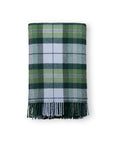 Rosecliff Tartan, Merino Wool Holiday Throw Blanket, Dusty Blue Green , 50"x70"