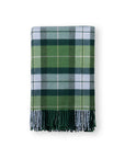 Rosecliff Tartan, Merino Wool Plaid Throw Blanket, Sage Green Blue, 50"x70"