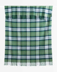 Rosecliff Tartan, Merino Wool Plaid Throw Blanket, Sage Green Blue, 50"x70"
