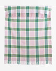 Rosecliff Tartan, Merino Wool Pastel Throw Blanket, Vintage Pink Green, 50"x70"