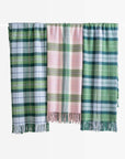 Rosecliff Tartan, Merino Wool Plaid Throw Blanket, Sage Green Blue, 50"x70"