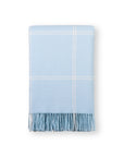 Chatham Windowpane, Merino Wool Coastal Throw Blanket, Dusty Blue, 50"x70"