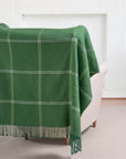 Chatham Windowpane, Merino Wool Cozy Throw Blanket, Sage Green, 50"x70"