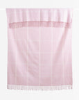 Chatham Windowpane, Merino Wool Pastel Throw Blanket, Vintage Pink, 50"x70"