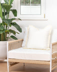Coastal Indoor Outdoor Pillow Cover, Fringe, Solid White, 20"x20"