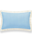 Coastal Hampton Style Indoor Outdoor Lumbar Pillow Cover, Fringe, Solid Baby Blue, 12"x20"