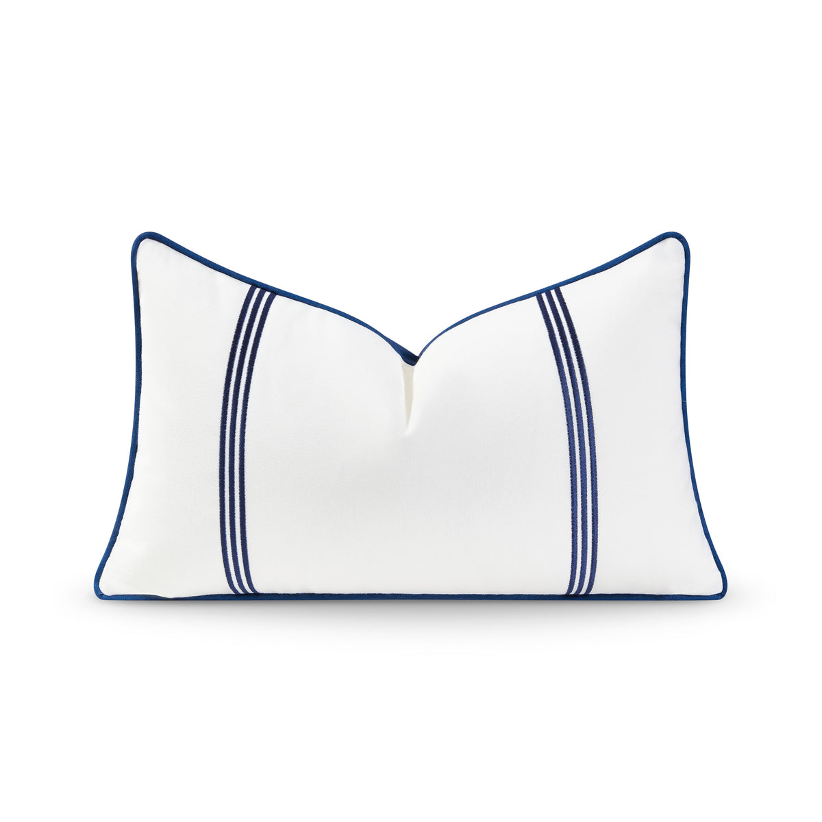 クッションカバー Cushion Cover navy line Coastal Navy Striped Pillow Cover, Embroidered Vertical Line | Hofdeco