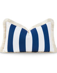 navy and white striped pillow