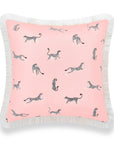 Tropical Indoor Outdoor Pillow Cover, Leopard Fringe, Pink, 20"x20"