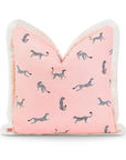 Tropical Indoor Outdoor Pillow Cover, Leopard Fringe, Pink, 20"x20"