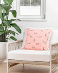 Tropical Indoor Outdoor Pillow Cover, Leopard Fringe, Pink, 20"x20"