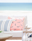 Tropical Indoor Outdoor Pillow Cover, Leopard Fringe, Pink, 20"x20"