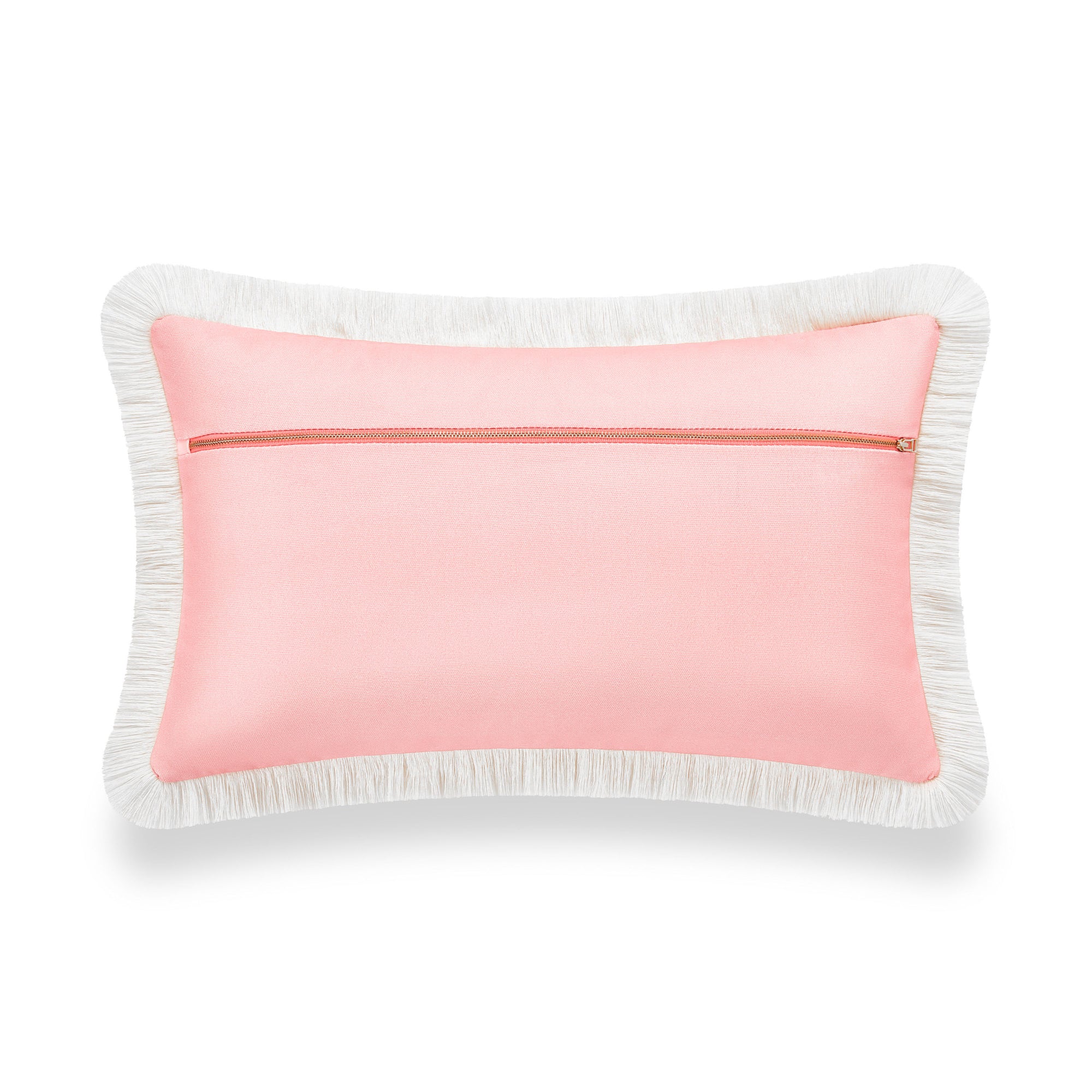 Tropical Indoor Outdoor Lumbar Pillow Cover, Leopard Fringe, Pink, 12"x20"